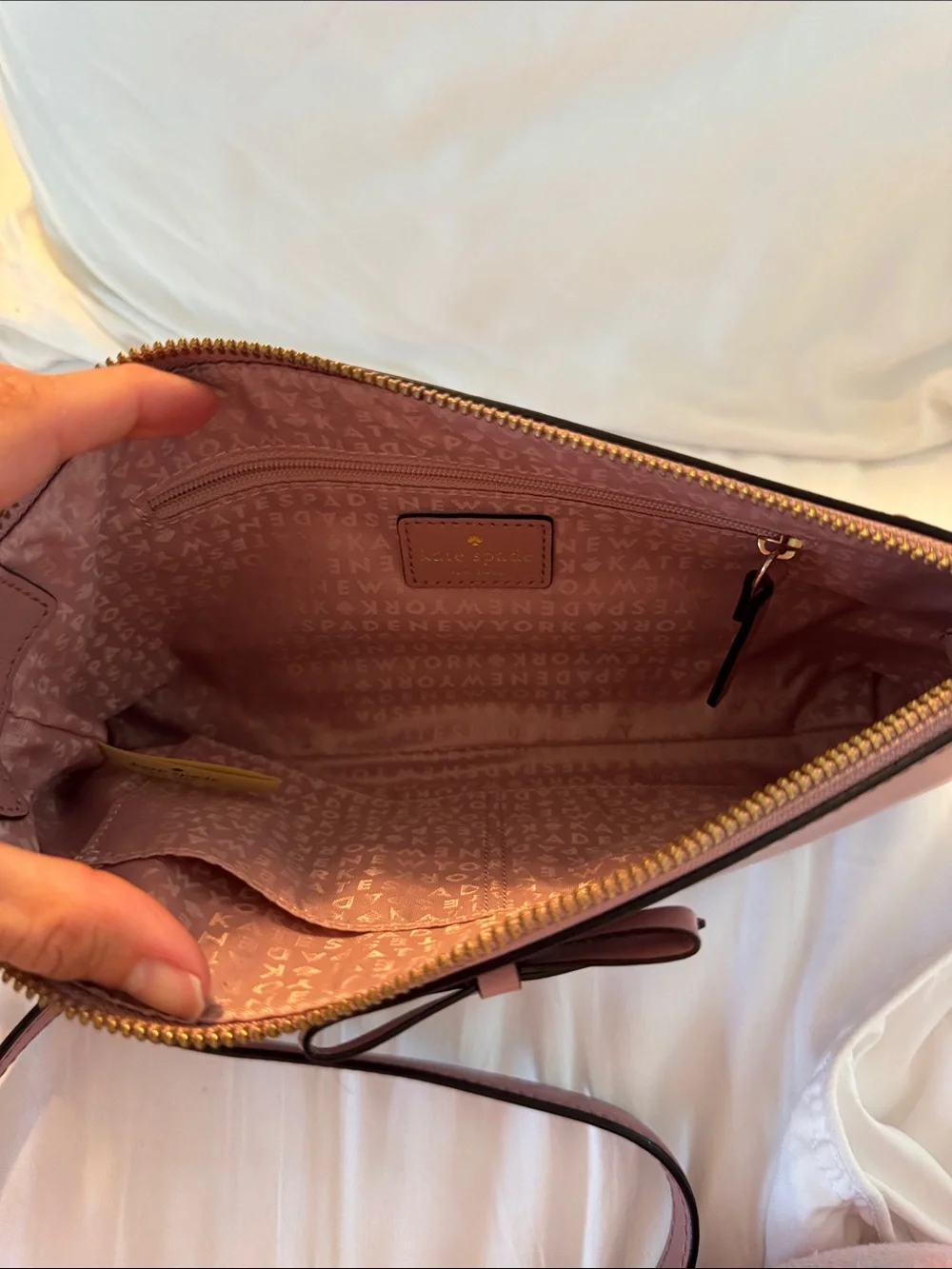 kate spade mauve pink bow chain crossbody bag purse